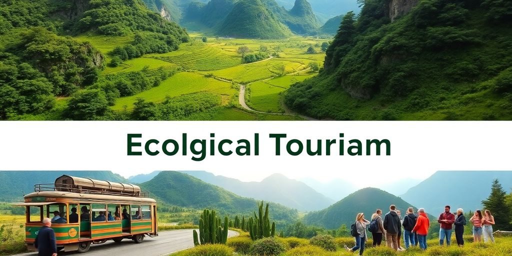 Peisaj natural cu călători și transport ecologic.